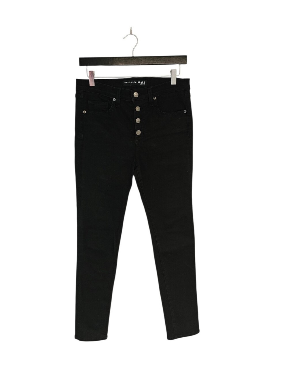 Veronica Beard High Rise Debbie 10" Skinny Ankle Black Jeans 28 Preowned
